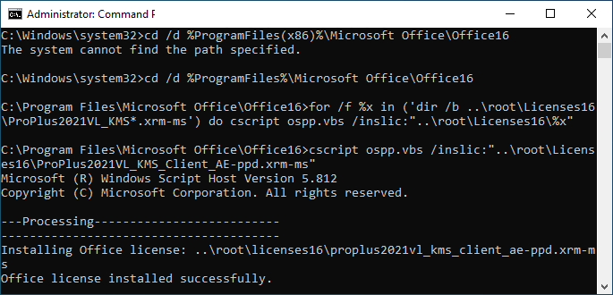 install KMS volume license of Office 2021